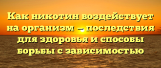 Как никотин воздействует на организм — последствия для здоровья и способы борьбы с зависимостью