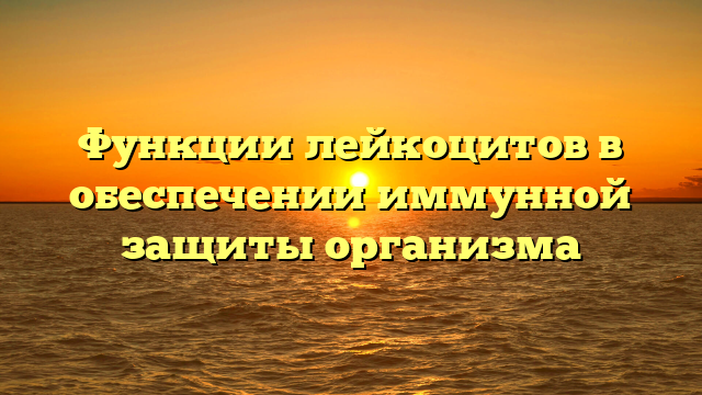 Функции лейкоцитов в обеспечении иммунной защиты организма